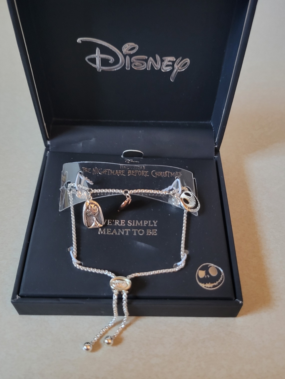 Disney The Nightmare Before Christmas Silver Charm Bracelet - Black/Silver